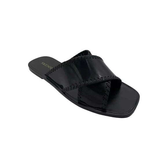 Jack Rogers Women's Sloane Crossband Band Jelly Slide Sandals, Black, 9 - Picture 1 of 4